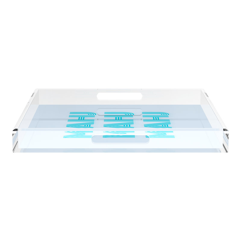 Mahjong Acrylic Decorative Tray, 18"W x 18"D x 2"H, Blue, Square