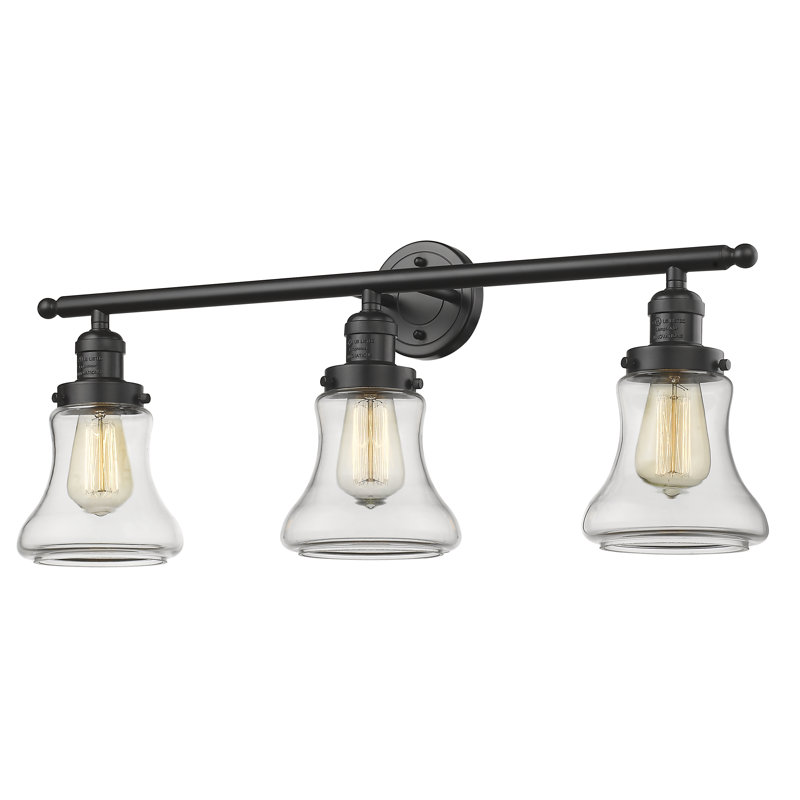 Éclairage de salle de bain à intensité variable 3 lumières Edda, Cuivre antique, Transparent