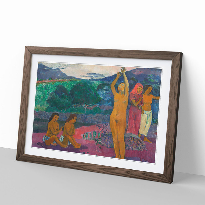 The Invocation by Paul Gauguin - Picture Frame Painting, 27cm H x 36cm W x 2cm D, Walnut