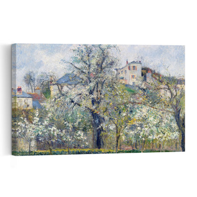 The Vegetable Garden With Trees In Blossom, Spring, Pontoise, 1877 Abstract Contemporary Wall Art Print by Camille Pissarro - 1 Piece Wrapped Canvas Wall Art