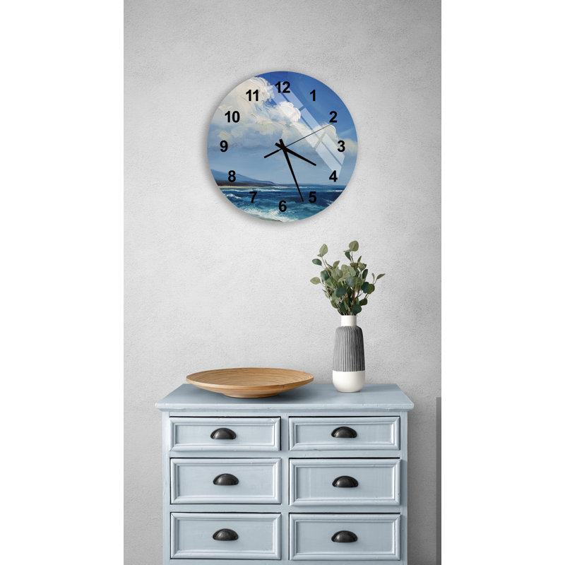 Horloge murale Peaceful Ocean Wave, Noir