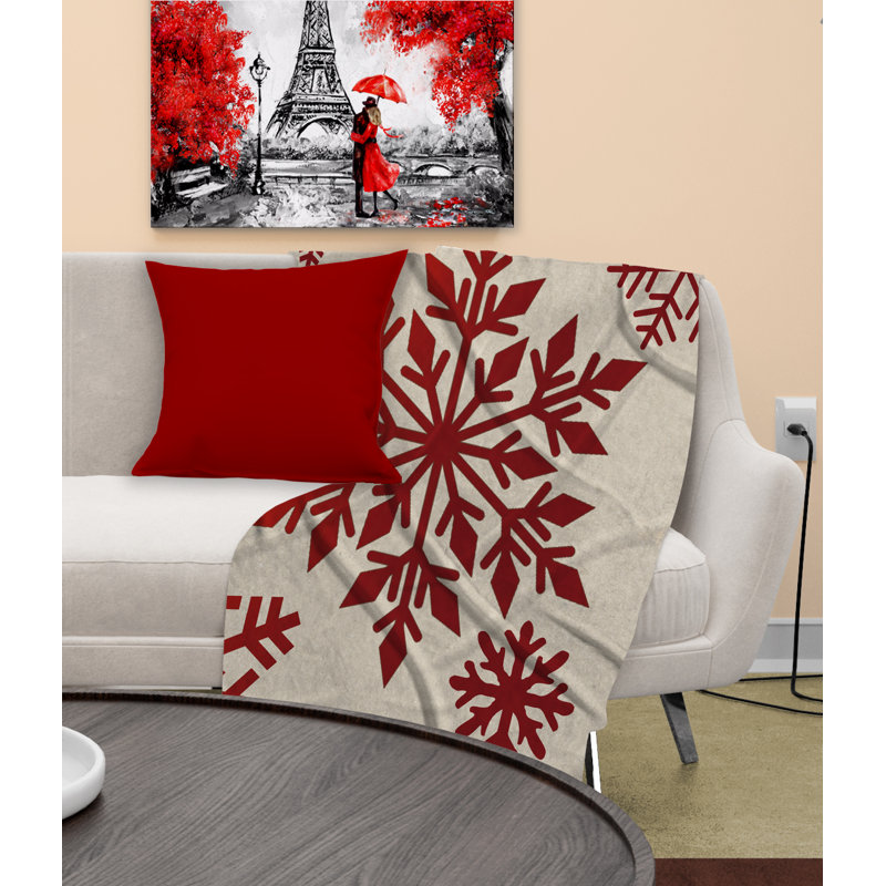 Jeté rouge Snowflake, L 60 po x L 80 po