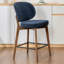 Tabouret de bar Mid-Century moderne, tabouret de bar rembourré en tissu avec dossier à oreilles, tabouret de bar à hauteur de comptoir sans accoudoirs avec pieds en bois, repose-pieds en métal, pour comptoir de bar pour îlot de cuisine, bleu marine, simple-124824999-119619505