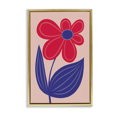 Cadre flottant en forme de marguerite rouge audacieux, design par Martina Pavlova