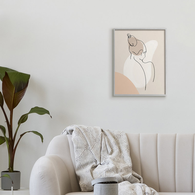 Femme abstraite, dessin au-dessus de formes abstraites par Patricia Pinto - impression, H 20 po x l 16 po