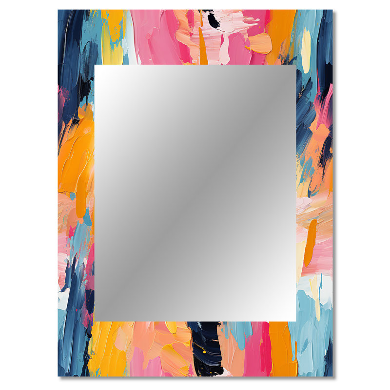 Colourful Paint Swirl Bliss - grand miroir abstrait, miroir mural décoratif moderne, impression d'art en métal, 40 po x 30 po