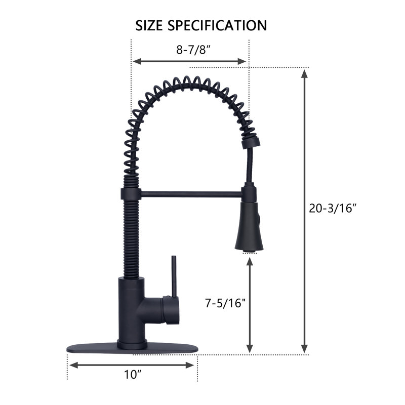 Akicon Pull Down Kitchen Faucet, Matte Black