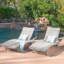 Chaise longue en osier crème