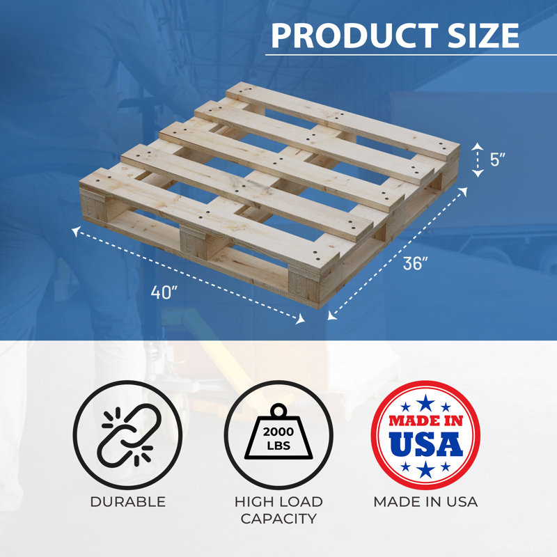 Palettes en bois Pallet4way2, 5" H x 36" W x 40" D, 2