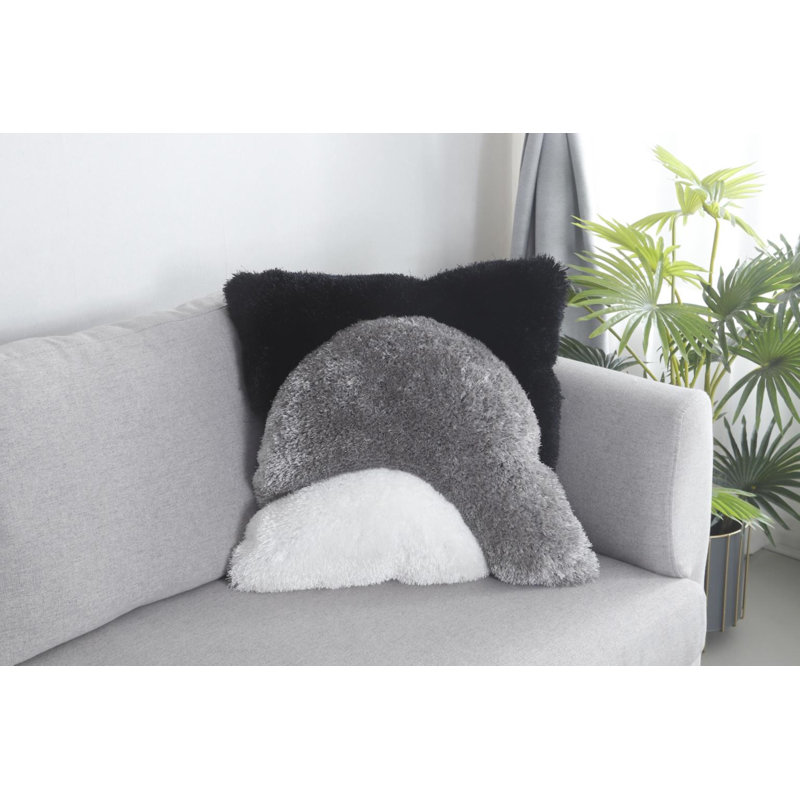 Mateos Collection Abstract Shag Pillow, 20" x 20", Black/Gray/White