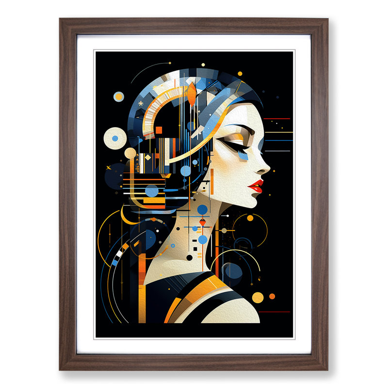 Aquarius Zodiac Constructivism - Framed Print, Walnut Framed, 64cm H x 46cm W x 2cm D