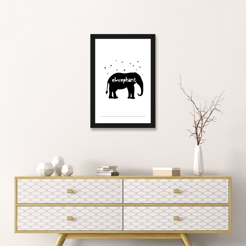 Éléphant, art sur toile, H 32 po x l 24 po x P 1 po, Papier encadré noir