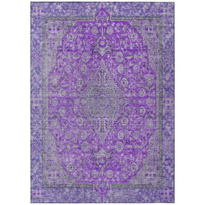 Vexira Purple Washable Indoor-Outdoor Rug - LOOMLAN