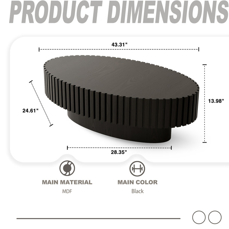 Table basse ovale en bois, Noir
