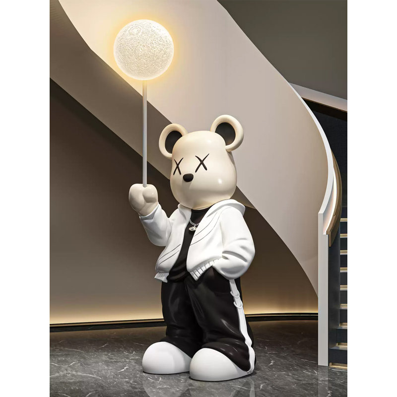 Light Luxury Resin Bear Moon Lamp Bluetooth Home Ornament