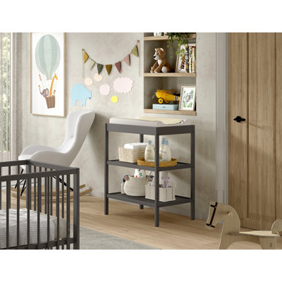 DINO changing and side shelf, with 3 shelves, solid beech wood, natural lacquered