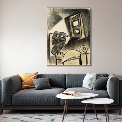 Reproduction d'art sur toile encadrée, série n° 438, par Pablo Picasso (cadre fin couleur bois, 61 x 81 cm). Décoration murale pour salon, maison ou bureau.