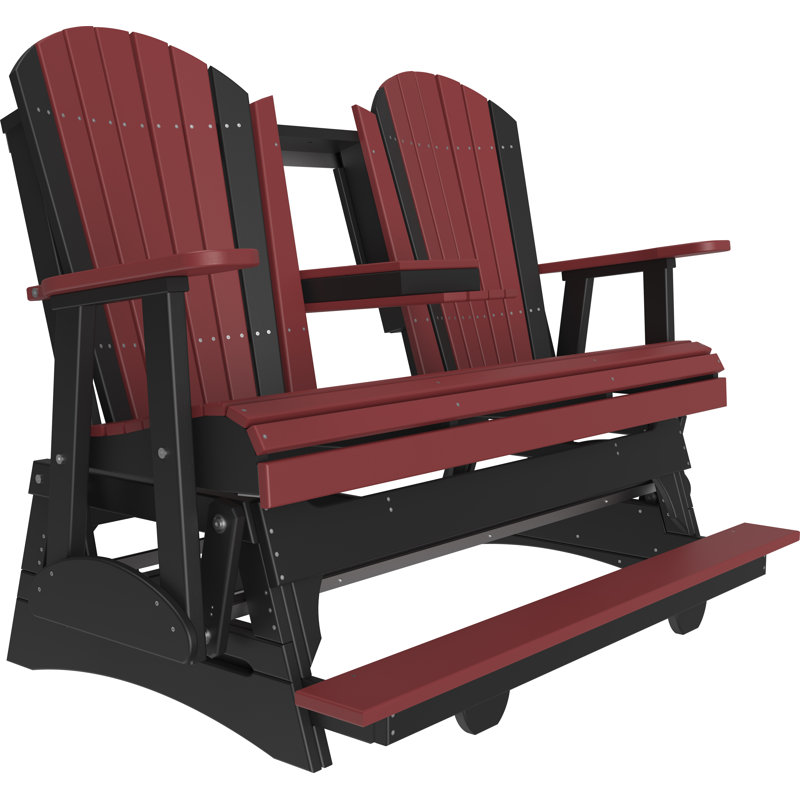 Banc d'extérieur coulissant en polywood, Rouge/noir