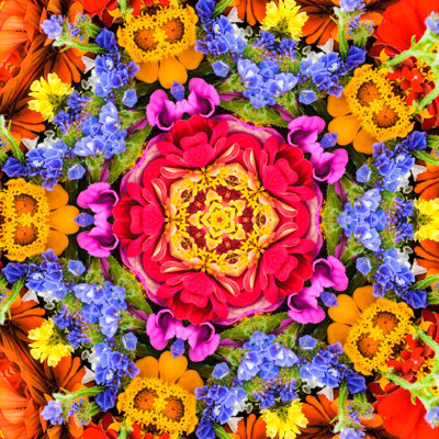 Flower Bouquet Mandala - Wrapped Canvas Print