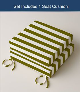 3" Deep Seat Cushion Stripe Border Frame - Water-Resistant, Sage, 19" W x 19" D