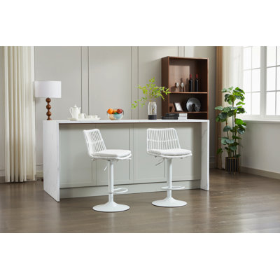 Ensemble de 2 tabourets de bar en rotin, chaise de bar pivotante à 360 °, chaise à hauteur de comptoir avec repose-pieds pour la cuisine et la salle à manger