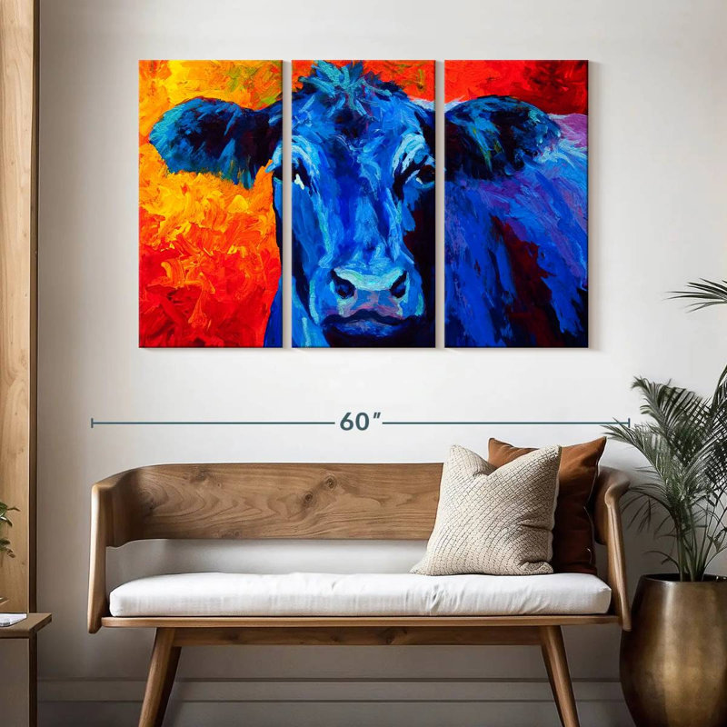 Brampt Blue Cow, 32" H x 50" W