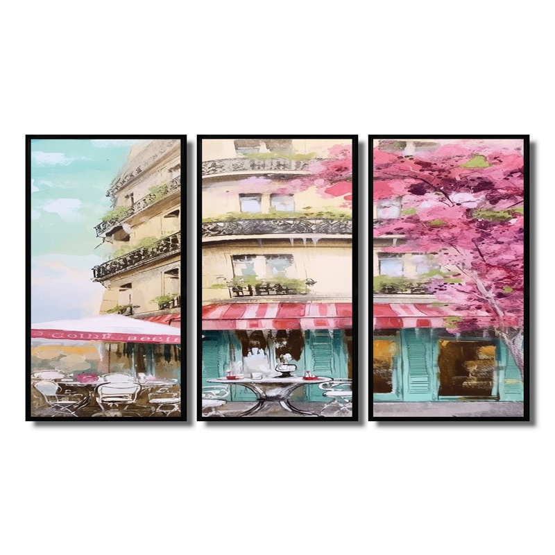 Plainfield - City Paris, ensemble d'art mural, H 28 po x l 36 po x P 1 po, Cadre flottant noir