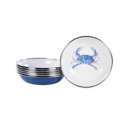Golden Rabbit Enamelware Blue Crab 4 Oz. Tasting Dishes, Set of 6