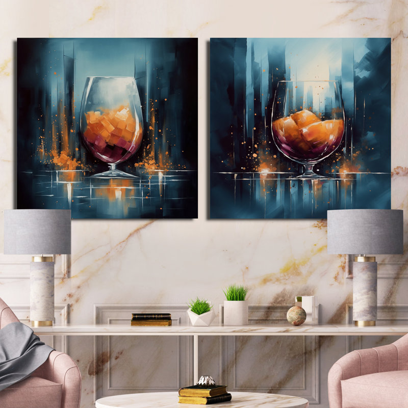 Ensemble de 2 verres à cognac Glam, Toile tendue, H 36 po x l 73 po