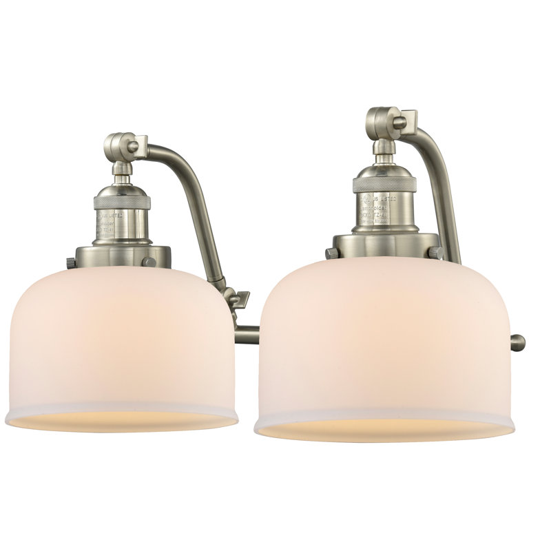 Éclairage pour salle de bain 2 lumières Bonomo Bell, Nickel satiné brossé, Boîtier blanc mat, Ampoule non incluse
