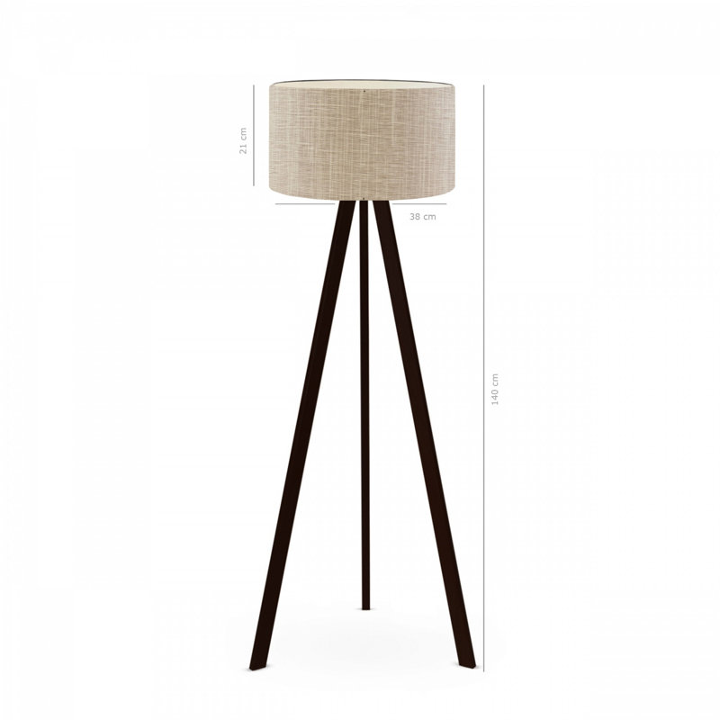 Lampe sur pied moderne avec capuchon en PVC, couleur beige, hauteur totale de 55,1 po | Pieds robustes en panneau de fibres à densité moyenne, culot E27 de 40 W maximum | Style scandinave et champêtre élégant, parfait pour le salon et la chambre à coucher