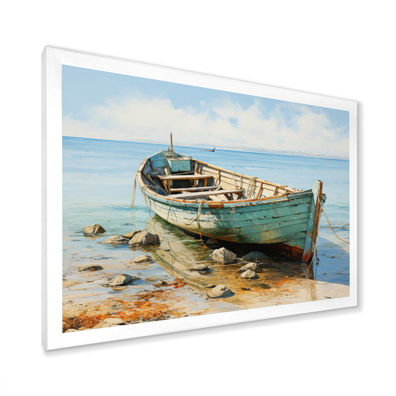 Boat Coastal Melody - Impressions encadrées, Cadre simple blanc, H 34 po x l 44 po x P 1,5 po