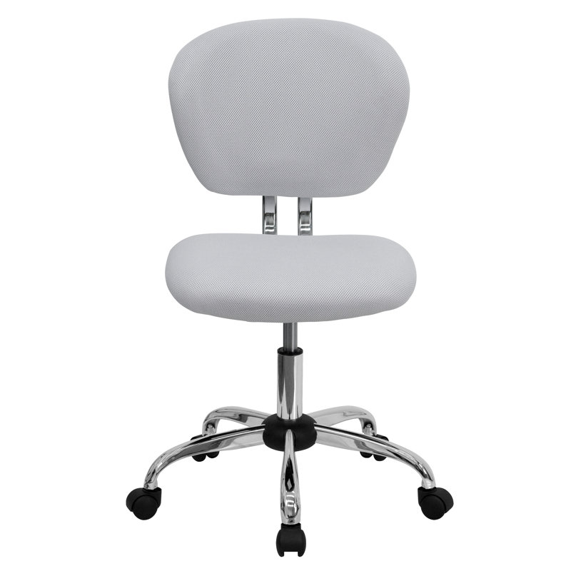 White Mesh Mid-Back Swivel Task Chair with Chrome Base