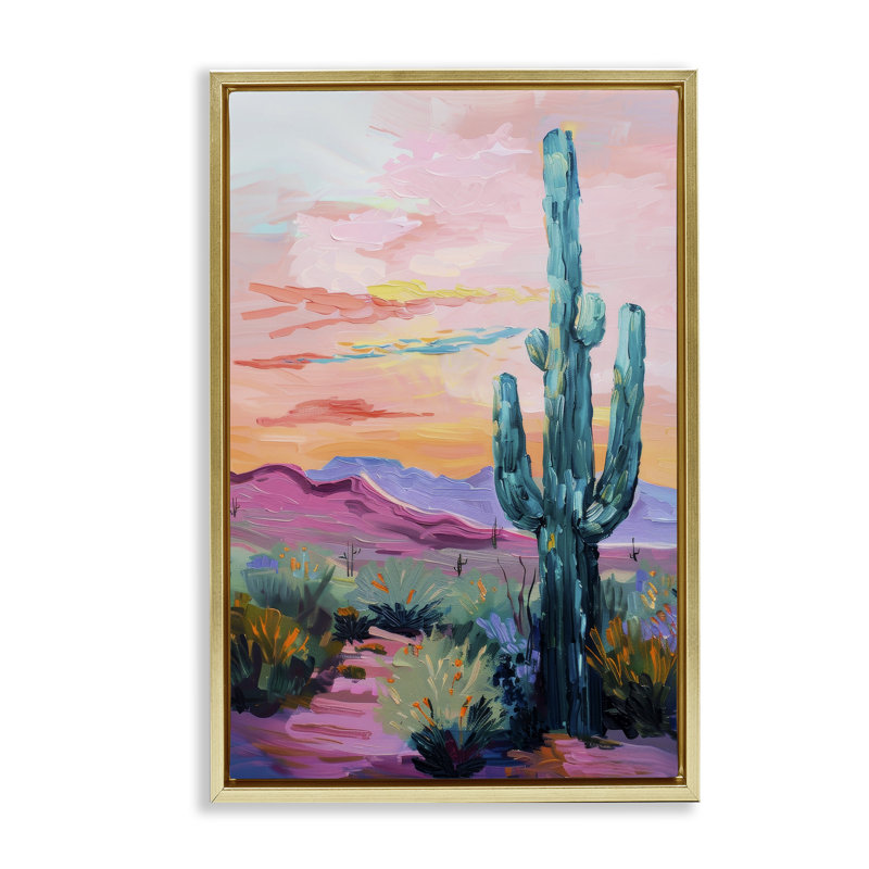  «Cactus» par Petal Prints Design, H 25 po x l 17 po, Doré