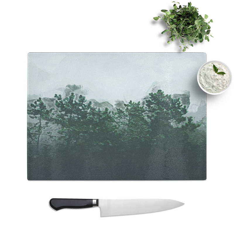 Tempered Glass Snowing upon the Trees Chopping Board, 39 cm W x 28.5 cm L