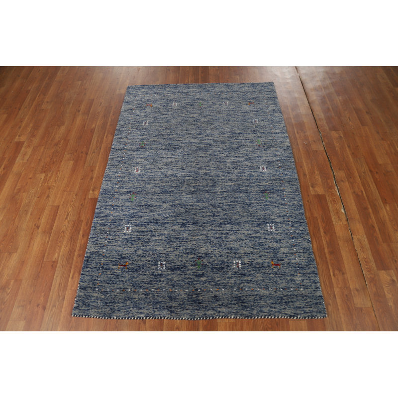 Handmade Blue Gabbeh Oriental Rug 4x6