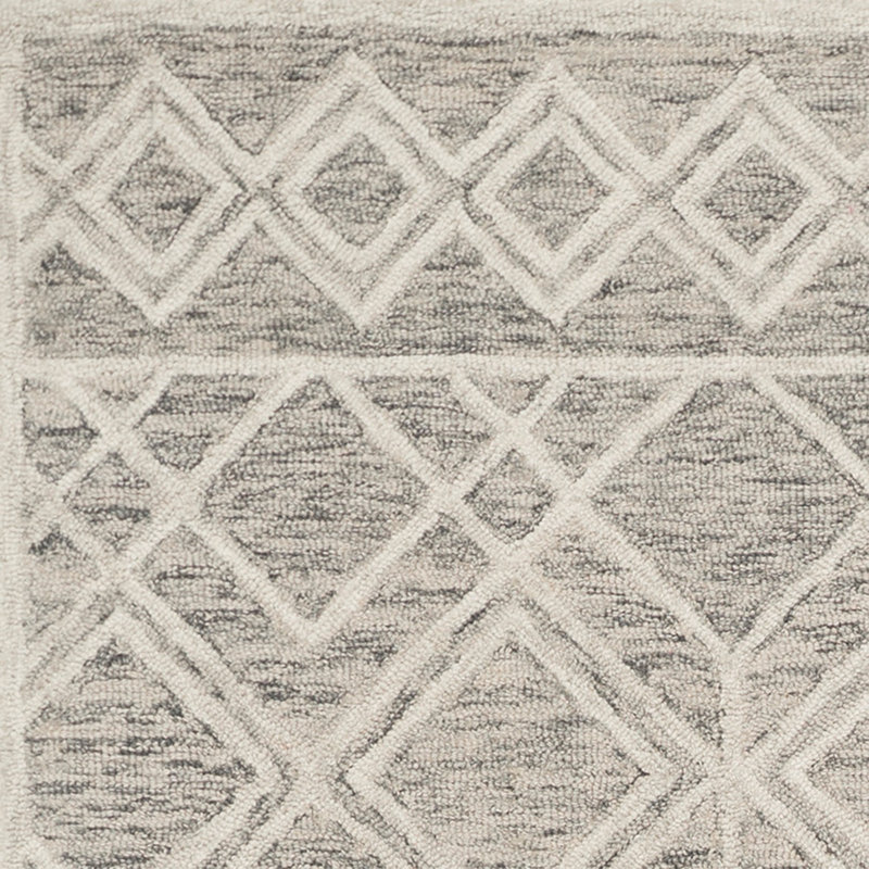 Tapis ivoire / taupe en laine touffeté à la main à motif géométrique Margene, Rectangle 5 pi x 7 pi