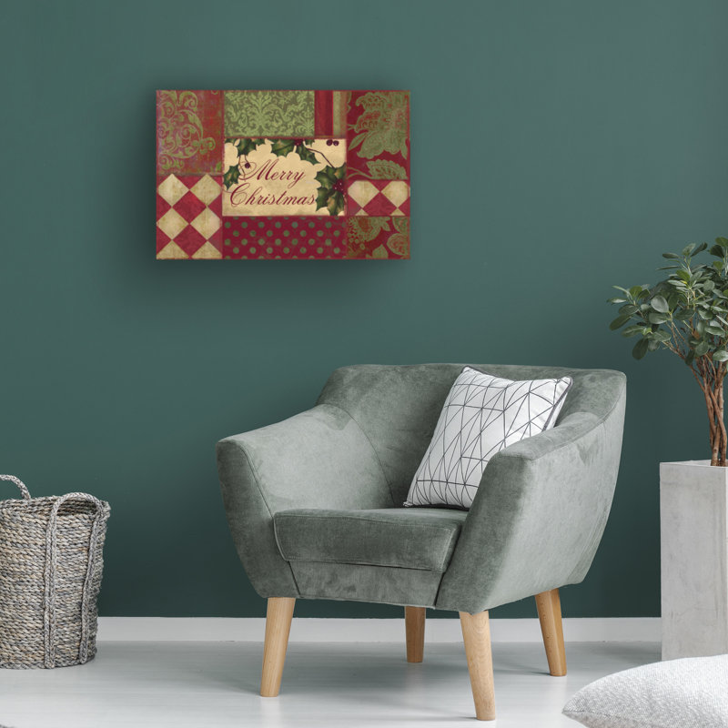 Bolog Sasha Merry Christmas Patchwork I Canvas Art, 16" H x 24" W