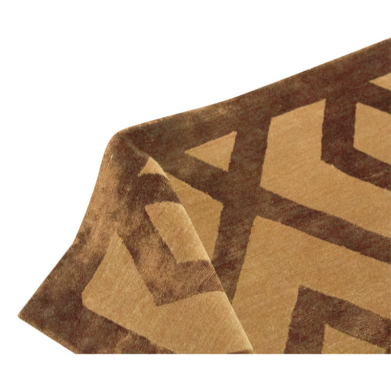 Hand Knotted Geometric Area Rug in Mocha