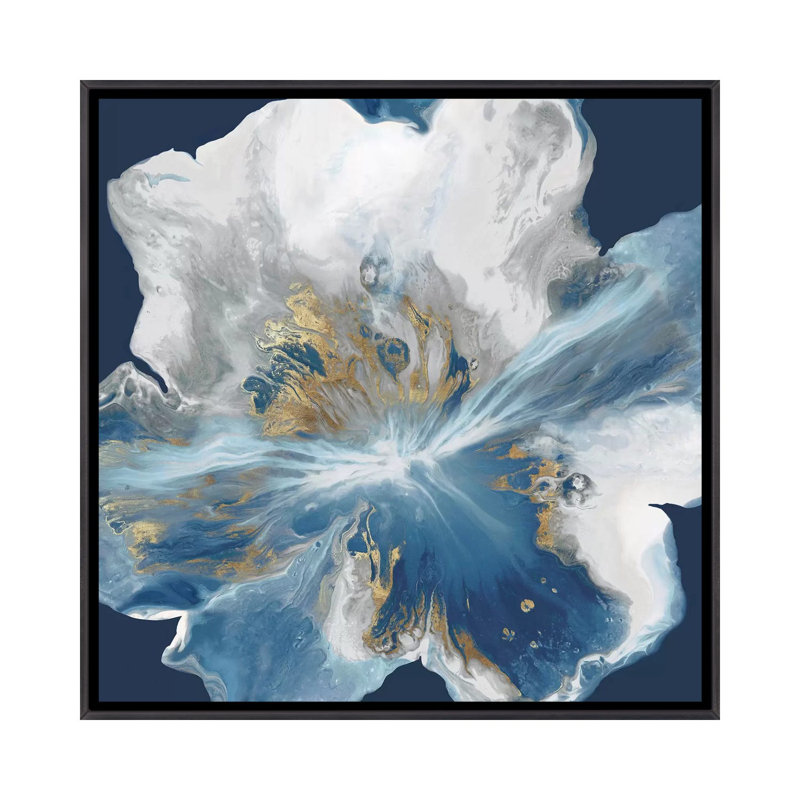 «Liquide Enigma II» par Eva Watts - impression d'art graphique, H 26 po x l 26 po x P 1,5 po, Toile avec cadre noir patiné