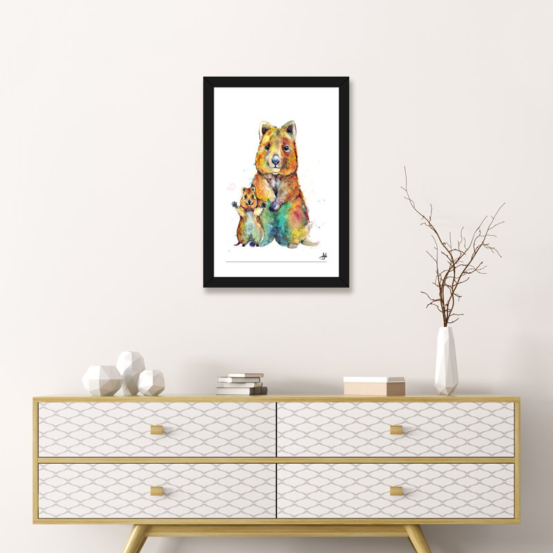 Art encadré pour enfants Qwazy Quokkas, H 32 po x l 24 po x P 1 po, Papier encadré noir