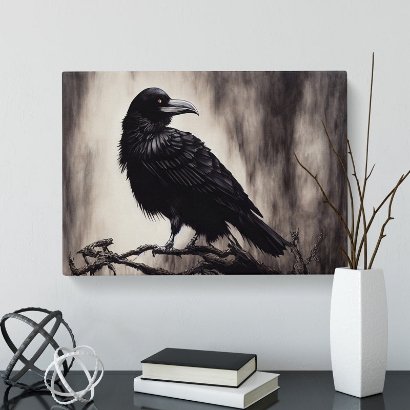 Unreal Raven Bird - Wrapped Canvas Print, 35cm H x 50cm W x 3cm D