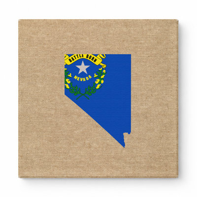 Nevada State Flag Map — Square Canvas Wall Art