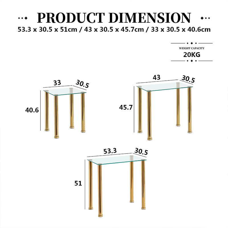 5 - Piece Living Room Table Set, Gold