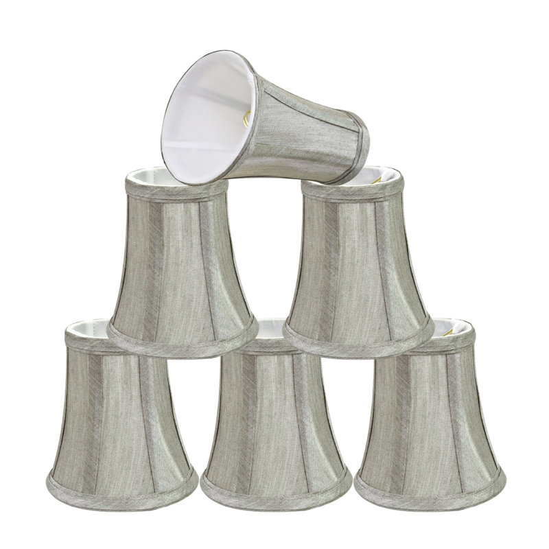 abat-jour cloche en fausse soie H 5 po (attache), Gris argenté
