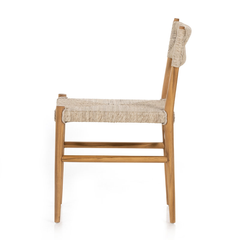 Dorita Outdoor Dining Side Chair, Vintage White/Natural Teak