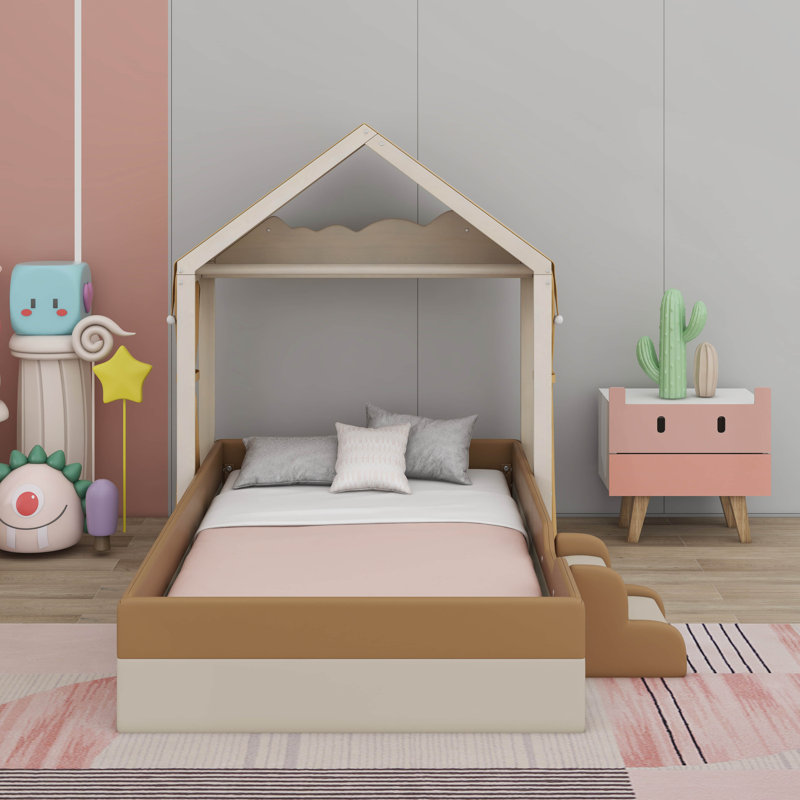 Lit simple tapissier avec rideaux