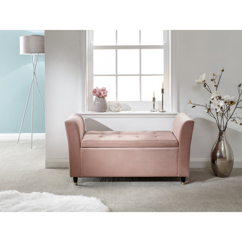 Abbingt Upholstered Storage Bench, Blush Pink