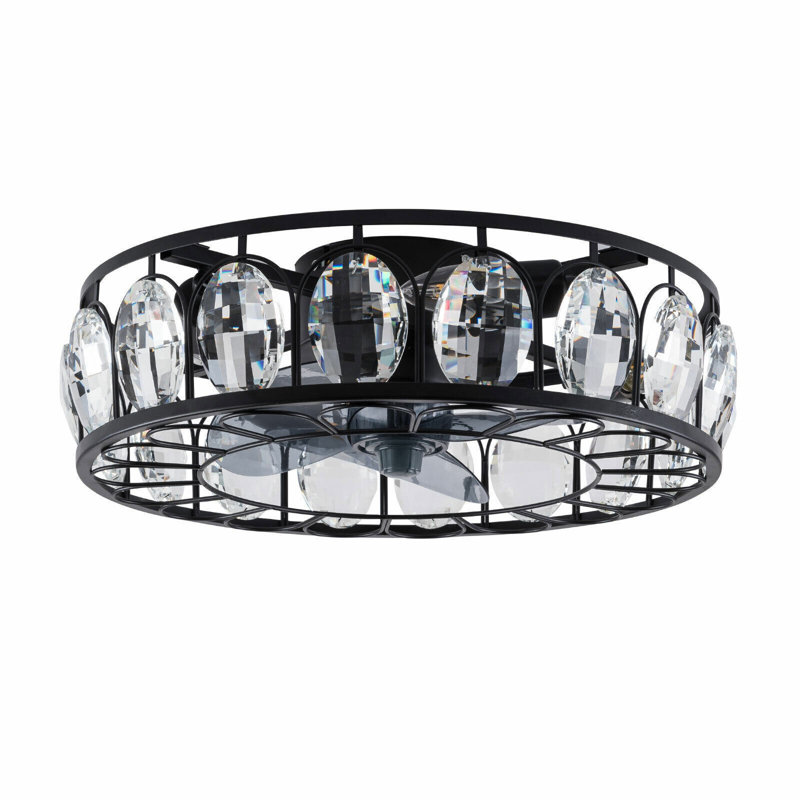 Ventilateur de plafond en cristal 18 po avec télécommande et ensemble d'éclairage Arenijus