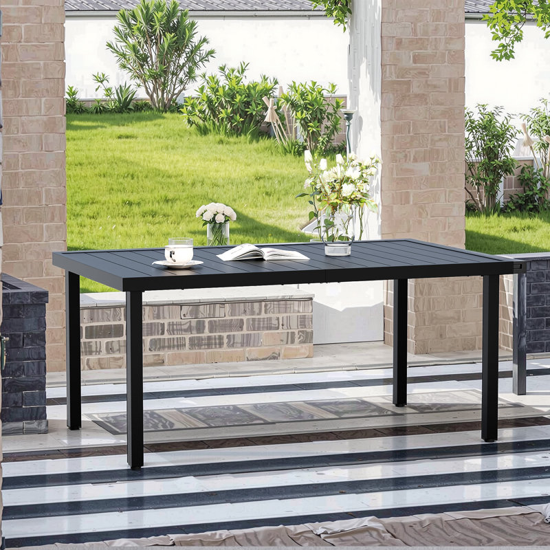 Outdoor Iron Black Rectangular Dining Table